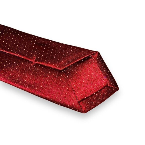 Dolcepunta Red & White Polkadot Handmade in Italy Silk Tie - Picture 7 of 7